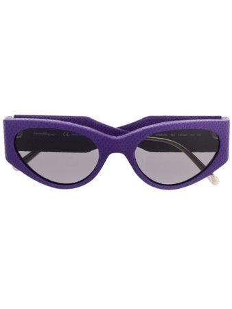 Salvatore Ferragamo Oval Frame Sunglasses SF950SL Purple | Farfetch