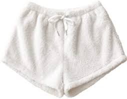 white fuzzy shorts