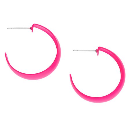 25MM Rubber Hoop Earrings - Neon Pink | Claire's