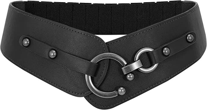Amazon.com: WERFORU Women Vintage Wide Elastic Thick Stretch Belt with Interlock Buckle for Dress Halloween，Black, Fit Waist Size 34-38 Inches : Clothing, Shoes & Jewelry