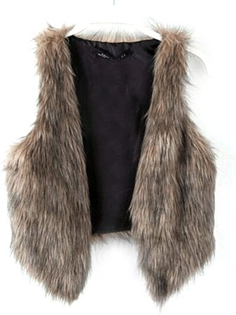 Dikoaina Fashion Women Faux Fur Waistcoat Short Vest Jacket Coat Sleeveless Outwear (S) at Amazon Women's Coats Shop