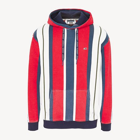Vertical Stripe Cotton Hoody | RED | Tommy Hilfiger