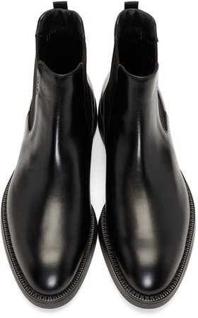 PRADA Black Leather Chelsea Boots