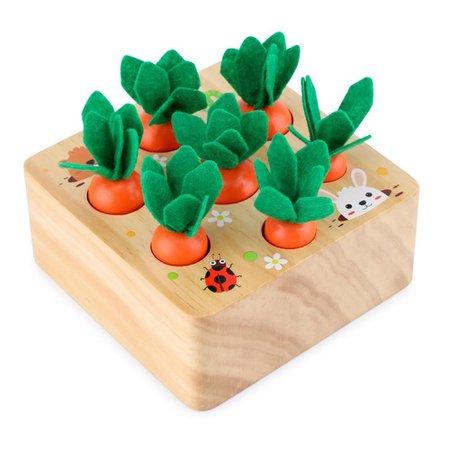 Buy Wooden Toys Baby Montessori Toy Set Pulling Carrot Shape Matching Size Cognition Montessori Educational Toy Wooden Toys baby at affordable prices — free shipping, real reviews with photos — Joom