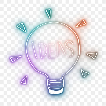 Rainbow led bulb doodle glow neon png… | Free stock illustration | High Resolution graphic