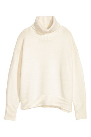 H&M White Knit Turtleneck Sweater