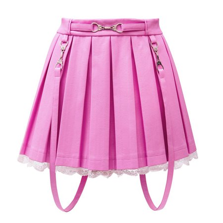 Troublemaker Pleated Faux Leather Skirt-Pink - LittleForBig Cute & Sexy Products