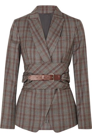 Brunello Cucinelli | Belted plaid wool blazer | NET-A-PORTER.COM