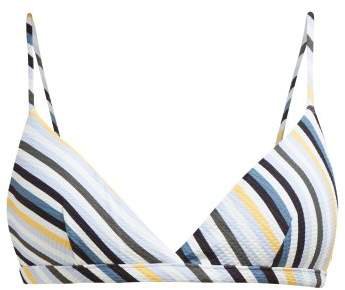Asceno - Striped Bikini Top - Womens - Blue Stripe