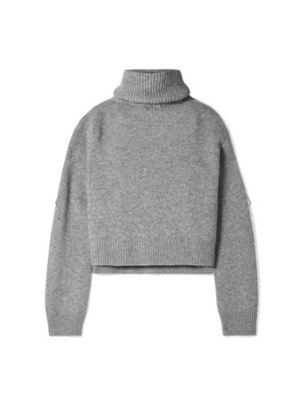 cropped gray cashmere sweater