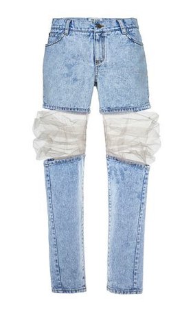 tulle knee jeans