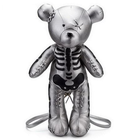 *clipped by @luci-her* Halloween Skeleton Teddy Bear Backpack Bag Purse Plush Stuffed Goth