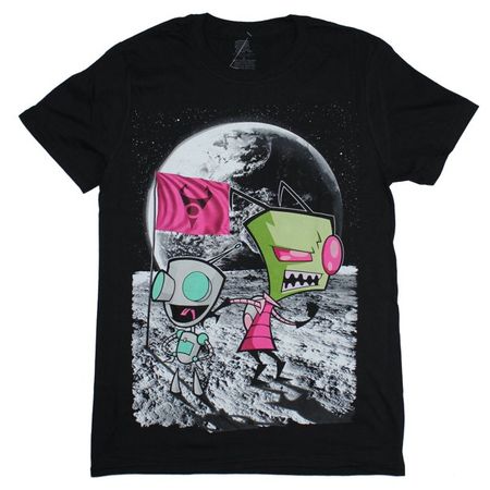 Invader Zim Mens T-Shirt - Zim & Gir Posed on The Moon Image (Large) - Walmart.com