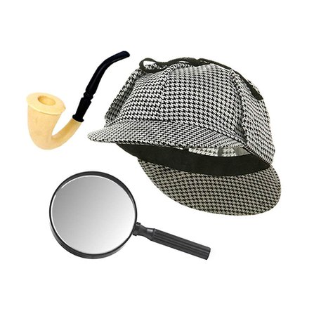 Sherlock Holmes Houndstooth Detective Hat With Costume Pipe & Magnifying Glass Jacobson Hat Co. 20455 [1541003213-257137] - $11.38