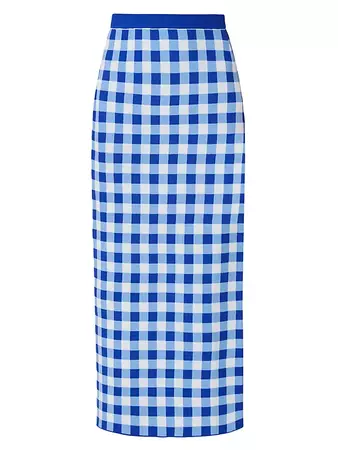 Shop Shoshanna Bobie Knit Gingham Midi Skirt | Saks Fifth Avenue