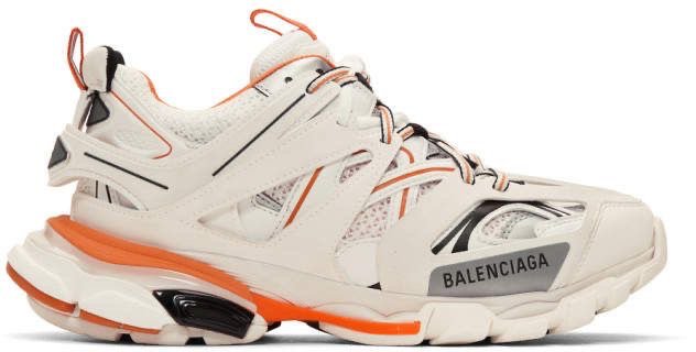 Balenciaga Off-White and Orange Track Sneakers