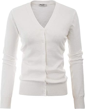 GRACE KARIN Women's Long Sleeve Button Down Vee Neck Classic Sweater Knit Cardigan at Amazon Women’s Clothing store