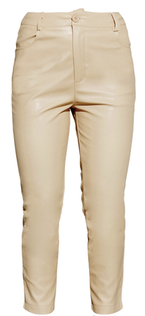 PLT Cream Faux Leather Cropped Pants