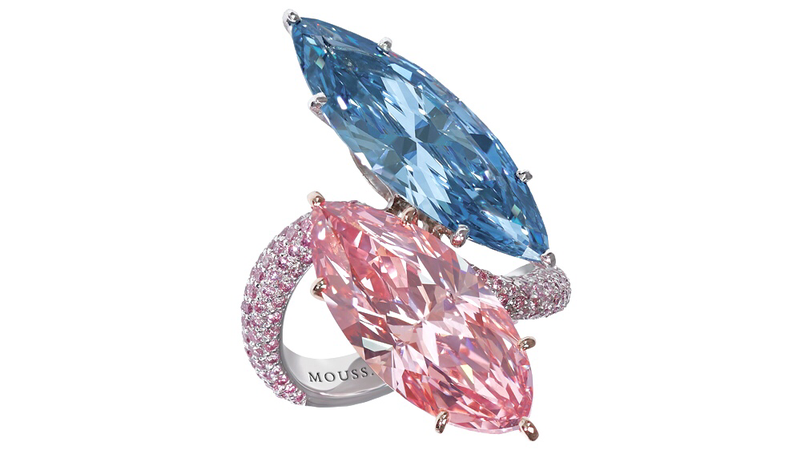 pink & blue diamonds ring