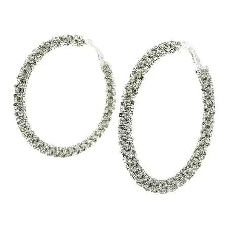 Megahuge Silver and Crystal Hoop Earrings 2000s For Sale at 1stDibs | 2000s hoop earrings, 2000s hoops, early 2000s hoop earrings