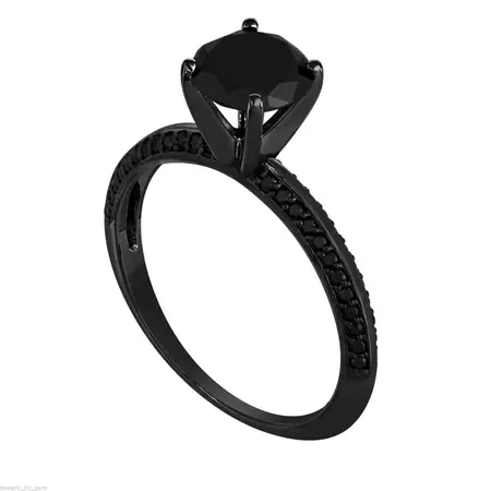 1.79 Carat Black Diamond Engagement Ring Vintage Bridal Ring - Etsy