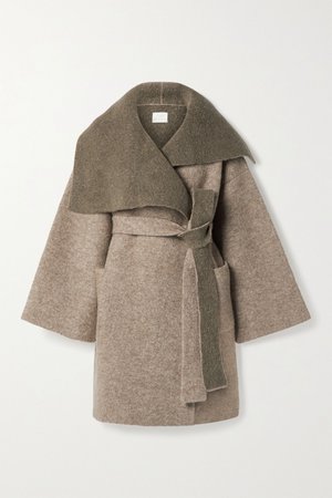 Mushroom + NET SUSTAIN belted knitted coat | Lauren Manoogian | NET-A-PORTER
