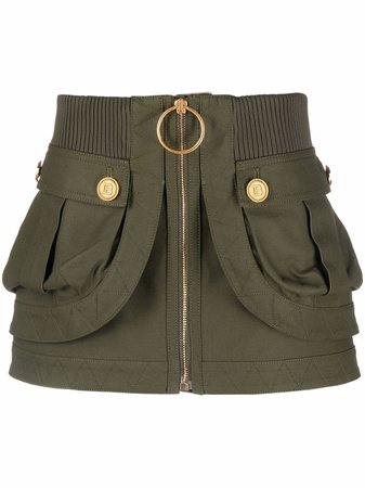 Balmain patch-pockets mini denim skirt
