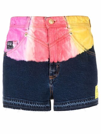 Shop Versace Jeans Couture tie-dyed denim shorts with Express Delivery - FARFETCH