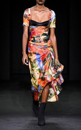 Draped Bustier Satin Midi Dress by MUGLER | Moda Operandi