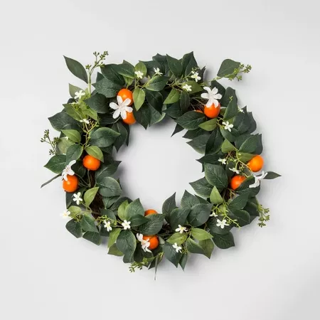 18" Artificial Citrus Wreath Green/Orange - Opalhouse™ : Target
