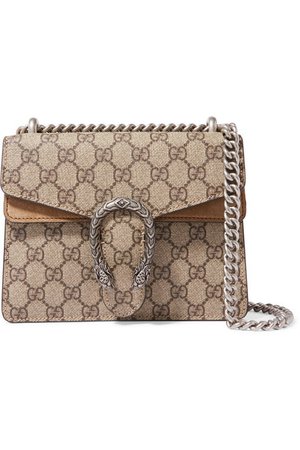 Gucci | Dionysus mini printed coated-canvas and suede shoulder bag | NET-A-PORTER.COM