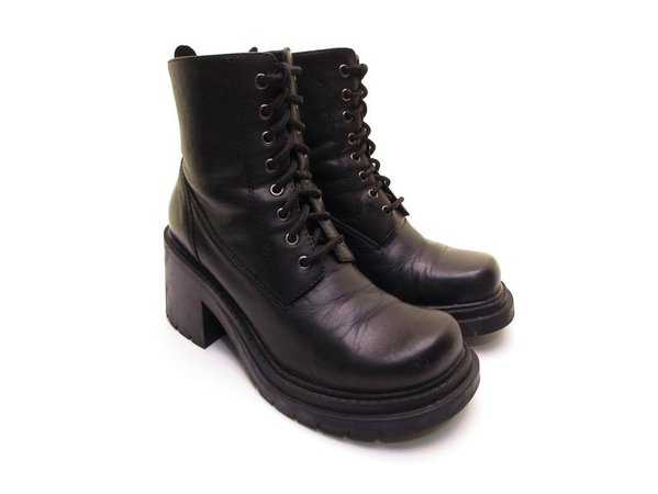 MONSTER boots 90s combat boots black chunky heel platform | Etsy