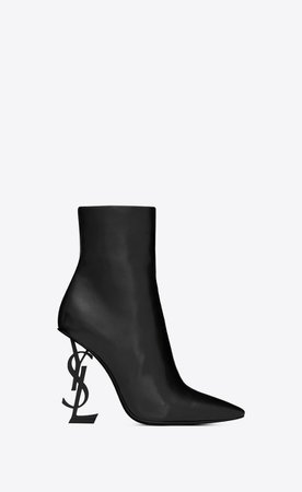 Saint Laurent ‎Opyum Ankle Boots In Leather With Black Heel ‎ | YSL.com