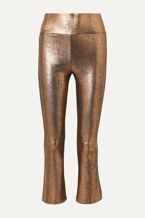 Copper Cropped metallic leather flared pants | SPRWMN | NET-A-PORTER