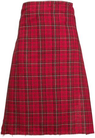 R 13 check asymmetric apron skirt