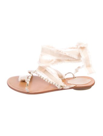 René Caovilla Embellished Lace-Up Sandals - Shoes - REC24071 | The RealReal