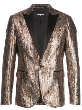 Shop gold & blue Dsquared2 single-breasted blazer with Express Delivery - Farfetch