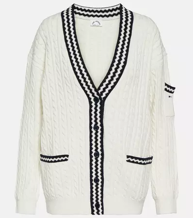 Topspin Piper Cable Knit Cardigan in White - The Upside | Mytheresa
