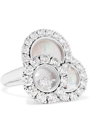 Chopard | Bague en or blanc 18 carats, diamants et nacre Happy Diamonds | NET-A-PORTER.COM