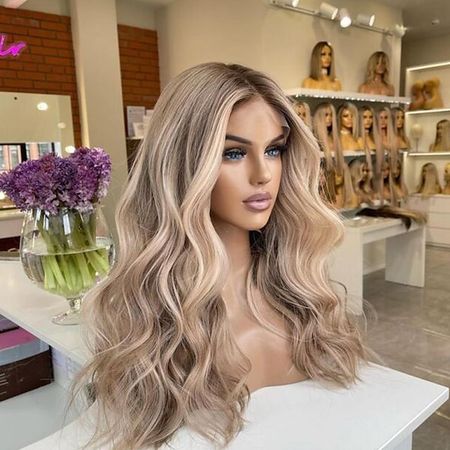 Unprocessed Virgin Hair 13x4 Lace Front Wig Layered Haircut Brazilian Hair Wavy Blonde Multi-color Wig 130% 150% Density with Baby Hair Highlighted / Balayage Hair 100% Virgin Glueless For Women Long 2023 - £ 153