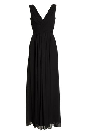 Dessy Collection Lux V-Neck Chiffon Gown (Regular & Plus) | Nordstrom