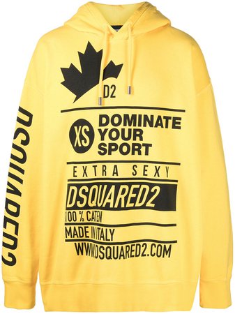 Dsquared2 oversized slogan print hoodie yellow S74GU0489S25030 - Farfetch