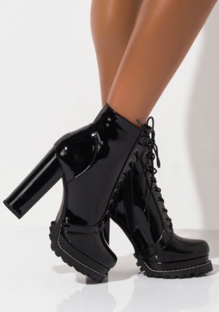 black leather booties