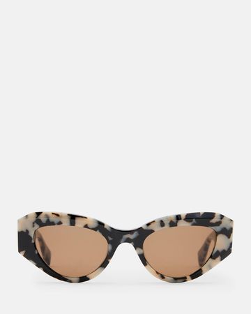 Calypso Bevelled Cat Eye Sunglasses SNOW LEOPARD | ALLSAINTS US
