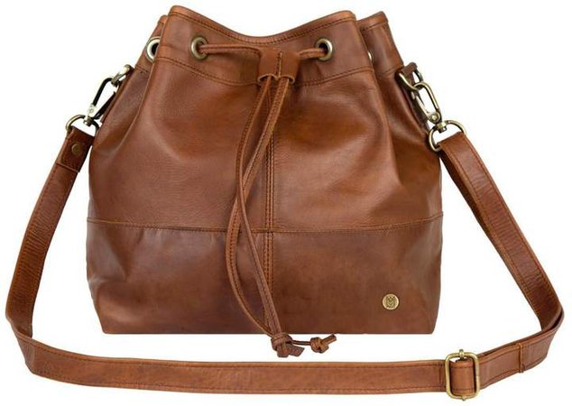 MAHI Leather - Classic Bucket Drawstring Bag In Vintage Brown Leather