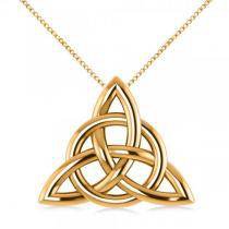 Triangular Irish Trinity Celtic Knot Pendant Necklace 14k Yellow Gold - AD1301