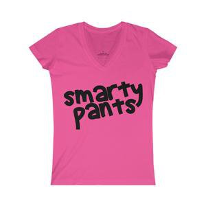 Bright Pink "Smarty Pants" Women's Fine Jersey V-neck Tee – School Spirit Stuff