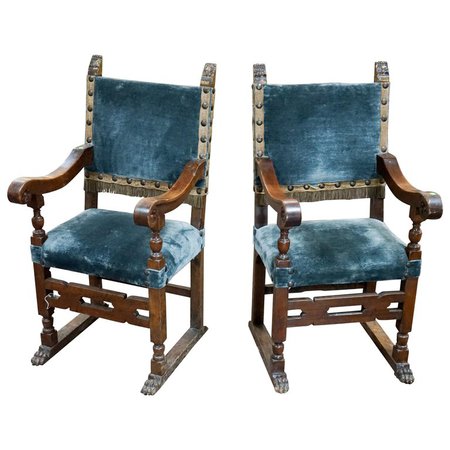 Pair of Italian Throne Chairs For Sale at 1stdibs