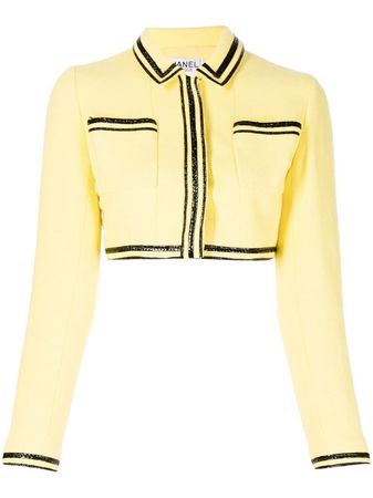 Chanel Pre-Owned 1995 Bouclé single-breasted Cropped Jacket - Farfetch