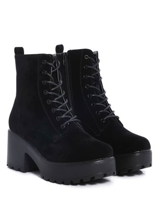 Thick Soled Lace Up Suede Boot